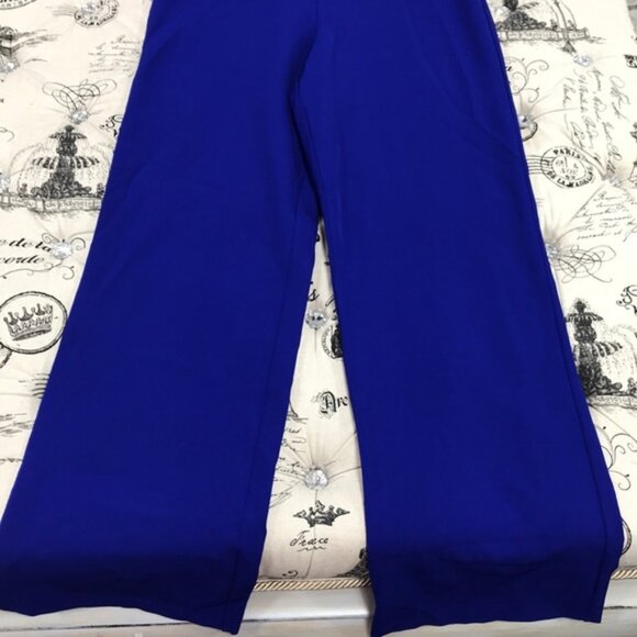 Aidan Mattox Women's Blue Strapless Crepe Jumpsuit - Picture 5 of 9